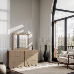 Picture of Rich Natural/Brown Walnut/Black Oak Finish Dresser and Mirror