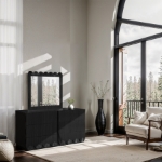 Picture of Rich Natural/Brown Walnut/Black Oak Finish Dresser and Mirror