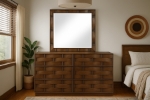 Picture of Rich Natural/Brown Walnut/Black Oak Finish Dresser and Mirror