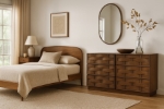 Picture of Rich Natural/Brown Walnut/Black Oak Finish Dresser and Mirror
