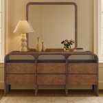Picture of Natural/Brown Finish Dresser and Mirror