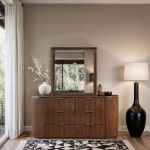 Picture of Natural/Brown/Black Finish Dresser and Mirror