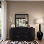 Picture of Natural/Brown/Black Finish Dresser and Mirror