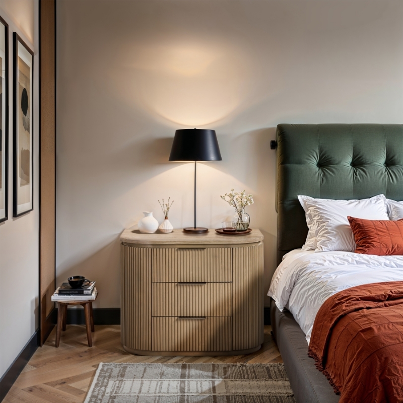 Picture of Natural/Brown/Black Finish Nightstand