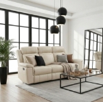 Picture of Genuine Leather Beige Reclining Sofa