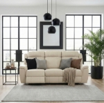 Picture of Genuine Leather Beige Reclining Sofa