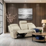 Picture of Genuine Leather Beige Reclining Sofa
