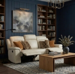 Picture of Genuine Leather Beige Reclining Sofa