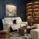 Picture of Genuine Leather Beige Reclining Loveseat