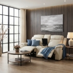 Picture of Genuine Leather Beige Reclining Loveseat