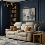 Picture of Genuine Leather Beige Reclining Loveseat