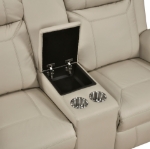 Picture of Genuine Leather Beige Reclining Loveseat