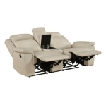 Picture of Genuine Leather Beige Reclining Loveseat