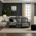 Picture of Genuine Leather Dark Gray Reclining Sofa