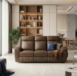 Picture of Genuine Leather Camel Reclining Sofa