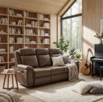 Picture of Genuine Leather Camel Reclining Sofa