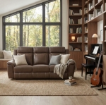 Picture of Genuine Leather Camel Reclining Sofa