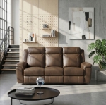 Picture of Genuine Leather Camel Reclining Sofa