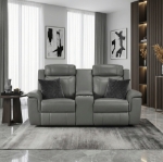 Picture of Genuine Leather Dark Gray Reclining Loveseat