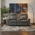 Picture of Genuine Leather Dark Gray Reclining Loveseat
