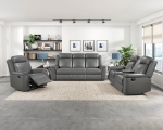 Picture of Genuine Leather Dark Gray Reclining Loveseat