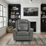 Picture of Genuine Leather Dark Gray Recliner