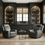 Picture of Genuine Leather Dark Gray Recliner