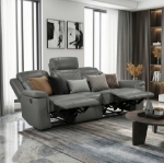 Picture of Genuine Leather Dark Gray Reclining Sofa, Loveseat and Recliner