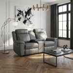 Picture of Genuine Leather Dark Gray Reclining Sofa, Loveseat and Recliner