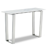 Picture of 48" / 20" Stone Marble Veneer Stainless Steel Coffee Table and Console Table