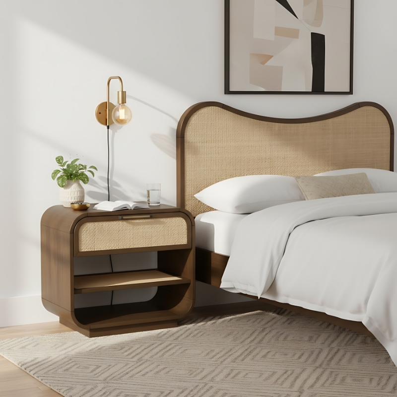Picture of Solid Wood Brown or Natural Finish Nightstand