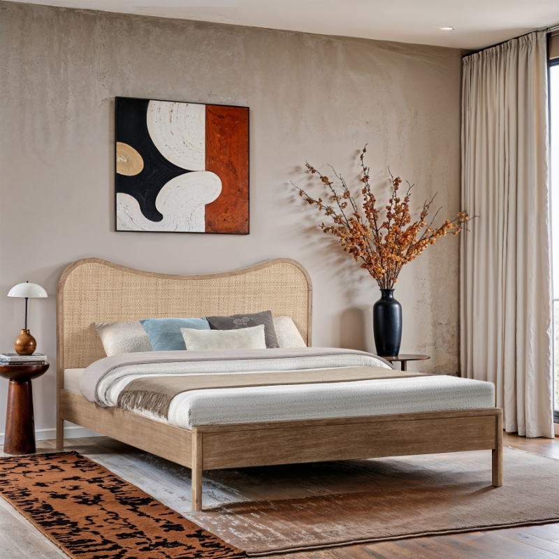 Picture of 54" Solid Wood Natural or Brown Finish Bed