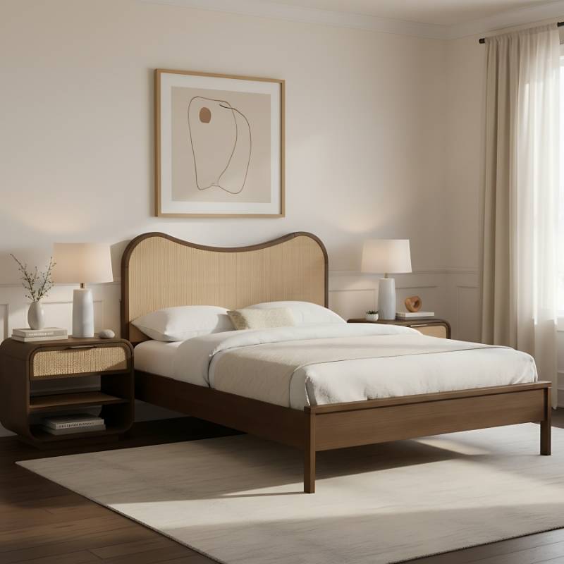 Picture of 54" Solid Wood Natural or Brown Finish Bed