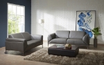 Picture of Grey Leather Finish Love Seat, Ottoman & Chair