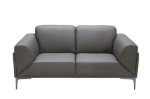 Picture of Grey Leather Finish Love Seat, Ottoman & Chair