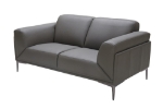 Picture of Grey Leather Finish Love Seat, Ottoman & Chair