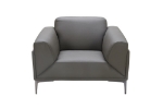 Picture of Grey Leather Finish Love Seat, Ottoman & Chair