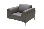 Picture of Grey Leather Finish Love Seat, Ottoman & Chair
