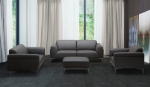 Picture of Grey Leather Finish Love Seat, Ottoman & Chair