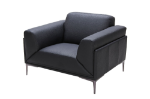 Picture of Black Leather Finish Sofa, Ottoman & Chair