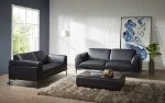 Picture of Black Leather Finish Sofa, Ottoman & Chair