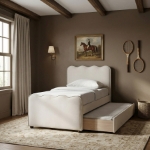 Picture of Velvet Upholstered Twin Trundle Bed