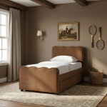 Picture of Velvet Upholstered Twin Trundle Bed