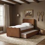 Picture of Velvet Upholstered Twin Trundle Bed