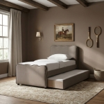Picture of Velvet Upholstered Twin Trundle Bed