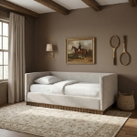 Picture of Linen Textured Fabric Upholstered Twin DayBed