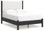 Picture of Light Natural and Black Twin Upholstered Panel Bed