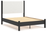 Picture of Light Natural and Black Twin Upholstered Panel Bed