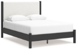 Picture of Light Natural and Black Full Upholstered Panel Bed