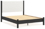 Picture of Light Natural and Black Full Upholstered Panel Bed